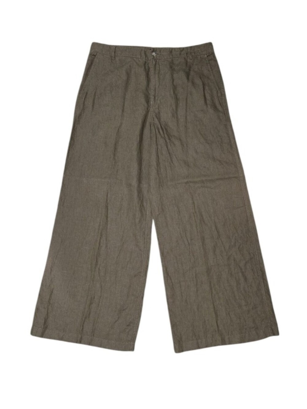Madewell The Zoe Relaxed Wide Leg Pant 100% Linen Safari Khaki Size 12 LIKE NEW